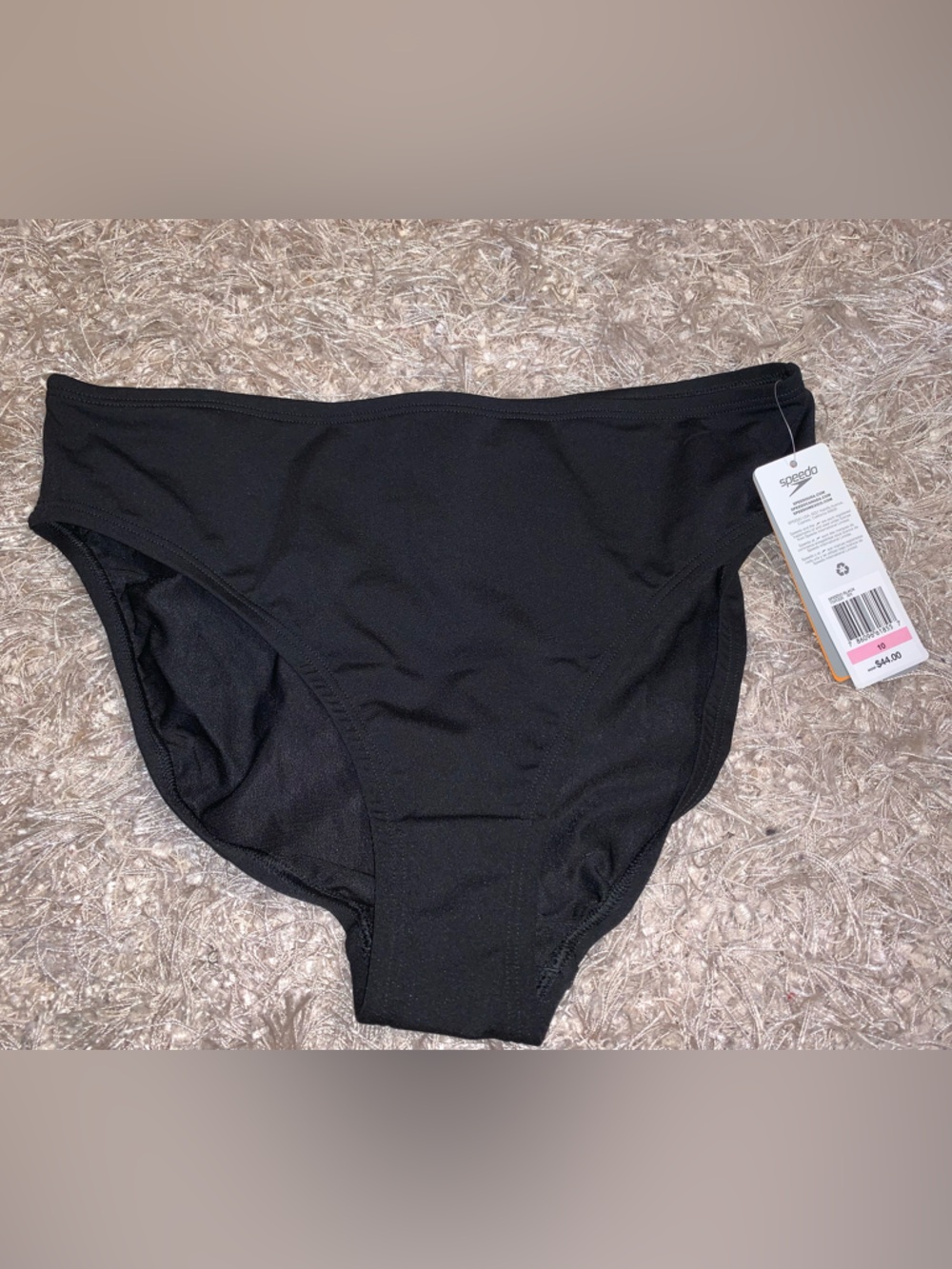 Speedo Black High-Cut Bikini Bottoms size 10 NWT Endurance+